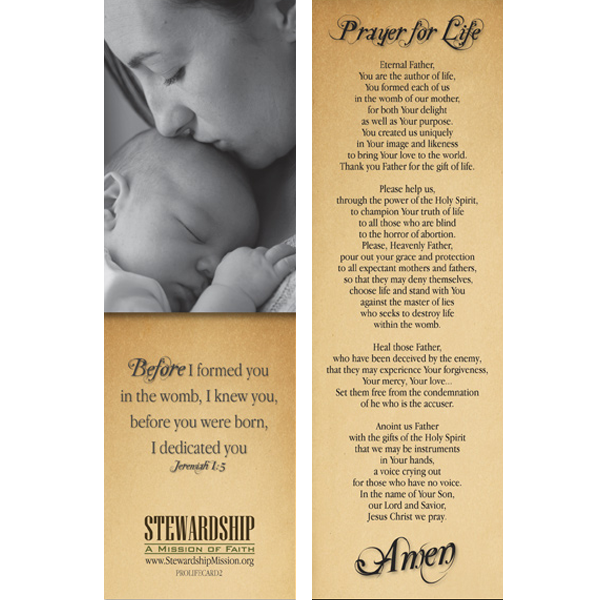 Prayer for Life Bookmark (10-Pack)